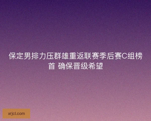 保定男排力压群雄重返联赛季后赛C组榜首 确保晋级希望 保定男排力压群雄重返联赛季后赛C组榜首 确保晋级希望